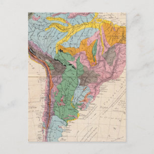 Postale Carte physique de l'Amérique du Sud