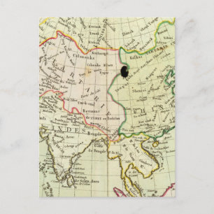 Postale Carte physique de l'Asie