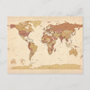 Postale Carte politique de la carte du monde