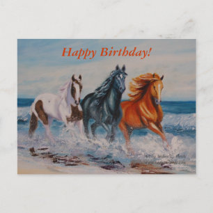 Postale Carte postale, Chevaux dans le Surf