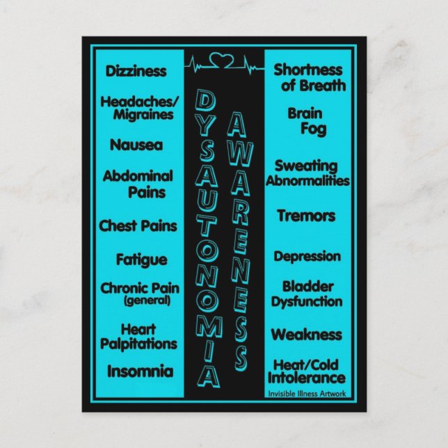 Postale CARTE POSTALE...DYSAUTONOMIE - Symptômes (Devant)