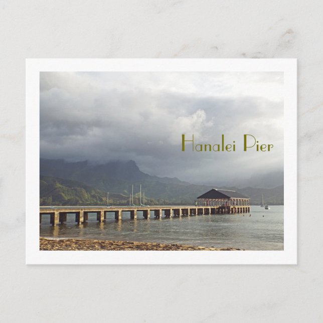 Postale carte postale, "HANALEI PIER AVEC NUAGES SURPOIDS" (Devant)