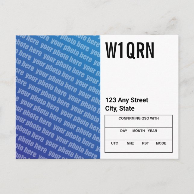 Postale Carte QSL Ajouter votre propre photo (Devant)
