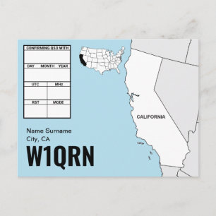 Postale Carte QSL Carte de Californie