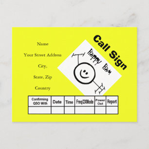 Postale Carte QSL Happy Ham Logo Ham Radio Ham