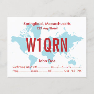 Postale Carte QSL Retro World Blue