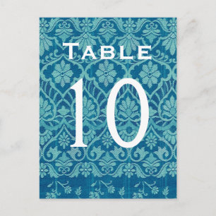Postale Carte Recepti Turquoise Mariage damassé Numéro de 
