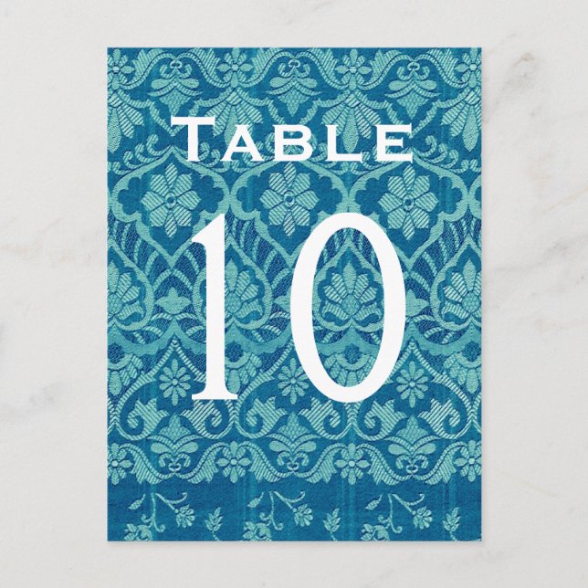 Postale Carte Recepti Turquoise Mariage damassé Numéro de  (Devant)