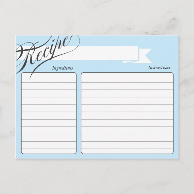 Postale Carte Recette Bleue Rétro (Devant)