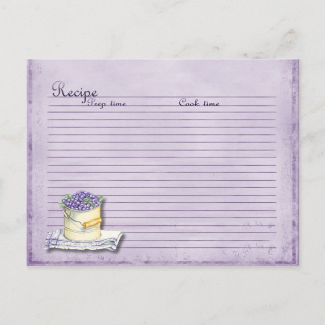 Postale carte recette bleuet (Devant)