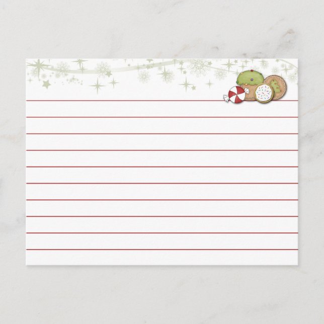 Postale Carte Recette Cookie de Noël (Devant)