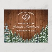 Carte Recette Fête des mariées bois neige et pin d