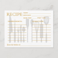 Carte Recette Fête des mariées Confetti Or Rétro