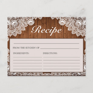Postale Carte Recette Fête des mariées en bois rustique et