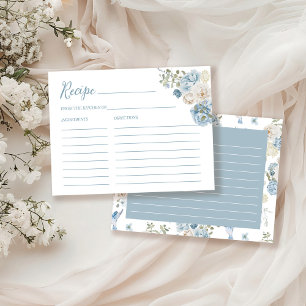 Postale Carte Recette Fête des mariées Florale Bleue