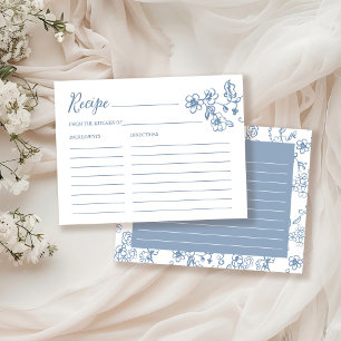 Postale Carte Recette Fête des mariées Florale Bleue