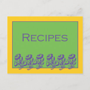 Postale Carte Recette Florale jaune vert