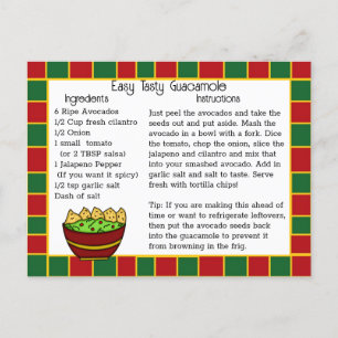 Postale Carte Recette Guacamole