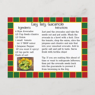 Postale Carte Recette Guacamole