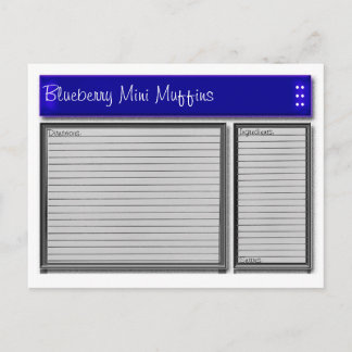 Postale Carte Recette personnalisée Accents bleus