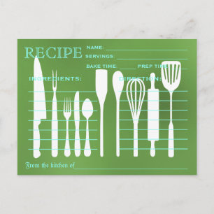 Postale Carte Recette Retro Chalkboard Vert Outils de cuis