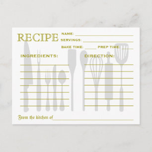 Postale Carte Recette Rétro Gravé Vert