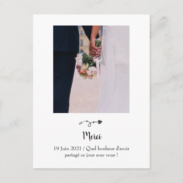 Postale Carte remerciements mariage  (Devant)