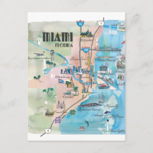 Postale Carte Rétro de Miami Floride