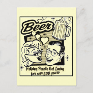Postale Carte Retro Obtenez de la bière Lucky (Nouveau et