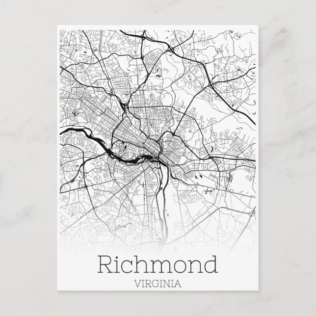 Postale Carte routière de Richmond Virginia (Devant)