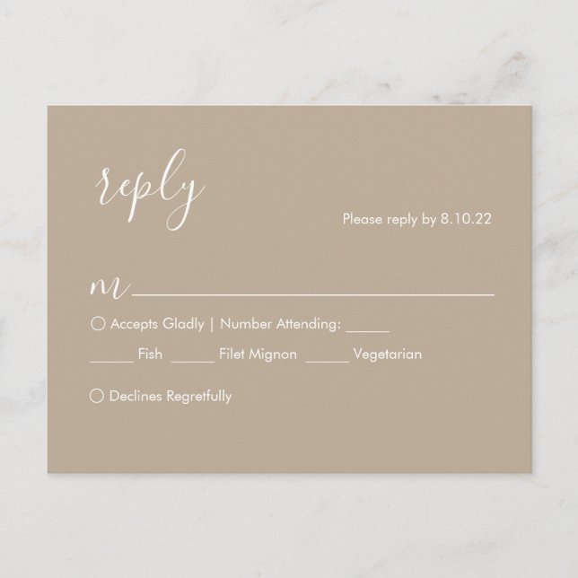 Postale Carte RSVP Boho Wedding, Options de repas (Devant)