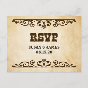 Postale Carte RSVP Faire-part de mariage à thème occidenta
