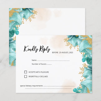 Postale Carte RSVP Turquoise élégante