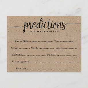 Postale Carte Rustic Kraft Baby Predictions Card