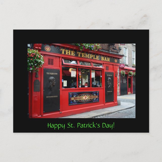 Postale Carte Saint Patrick avec Temple Bar (Devant)