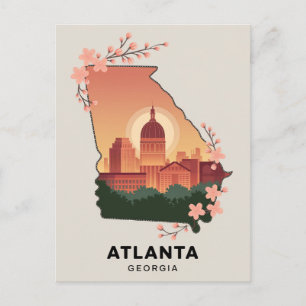 Postale Carte symbolique de voyage d'Atlanta Géorgie