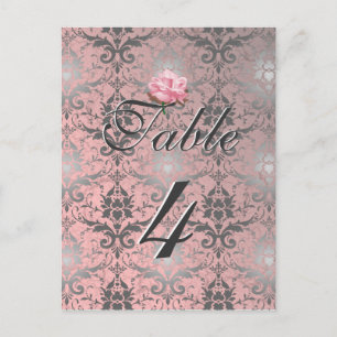 Postale Carte table Damask Grunge rose