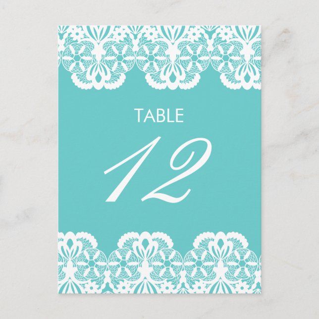 Postale Carte Tiffany Turquoise Lace Table Numéro (Devant)