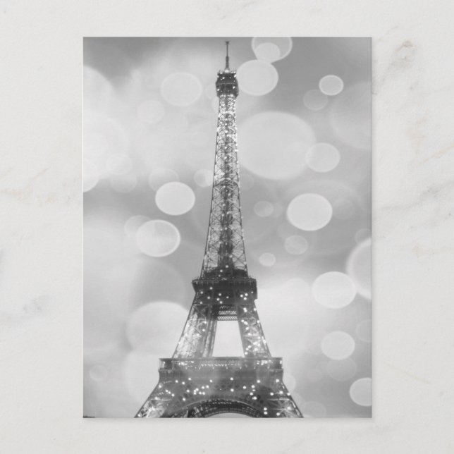 Postale Carte Tour Eiffel, Noir & Blanc, Vertical (Devant)