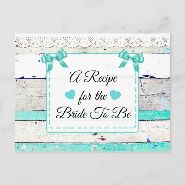 Postale Carte turquoise Turquoise Rustic Wood Recette (Devant)