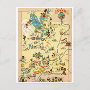 Postale Carte Utah Vintage Funny