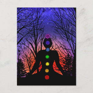 Postale Carte vide Méditation Yoga au coucher du soleil