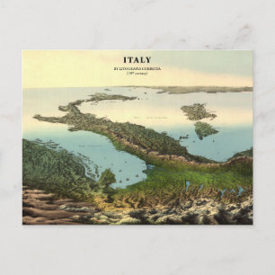 Postale Carte vintage 3D de l'Italie (19ème siècle) Carte 
