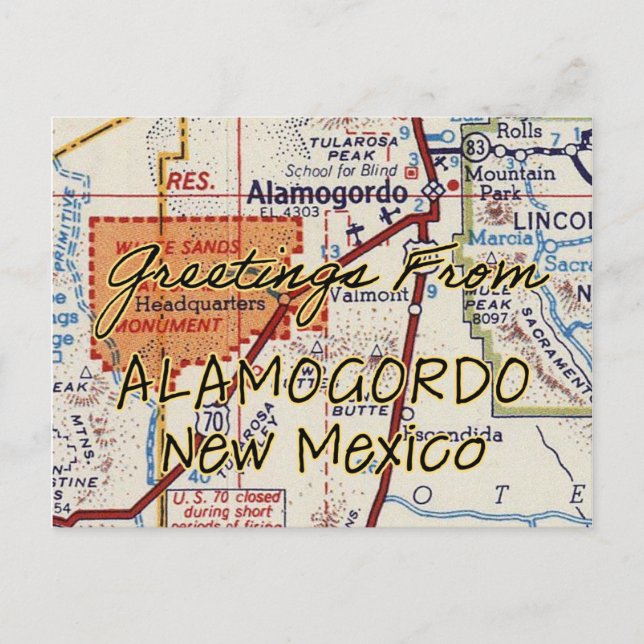 Postale Carte Vintage Alamogordo NM (Devant)