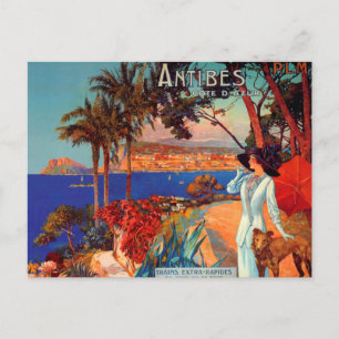 Postale Carte vintage Antibes Côte d'Azur Travel