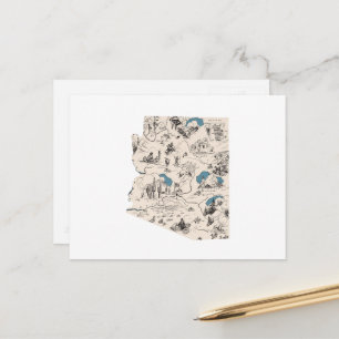 Postale Carte Vintage Arizona Carte graphique Arizonan ant