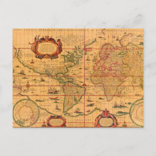 Postale Carte Vintage colorée du monde