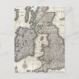 Postale Carte vintage d'Angleterre et d'Irlande (1631)