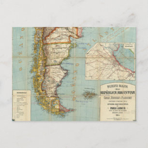 Postale Carte vintage de Basse-Amérique du Sud (1914)