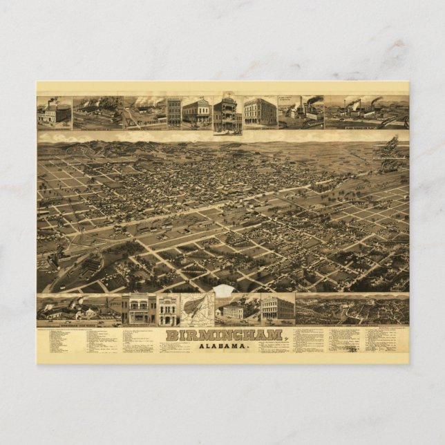 Postale Carte vintage de Birmingham, Alabama (1885) (Devant)